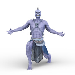 骸骨面のモンスター　3DCG レンダリング