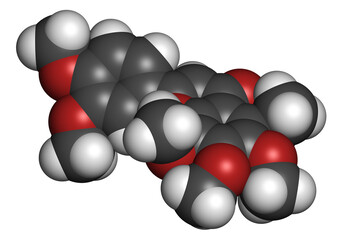 Nobiletin flavonoid molecule. 3D rendering.