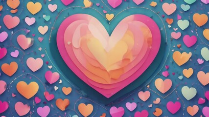Love heart seamless pattern illustration. Trendy hand-drawn doodle seamless pattern with hearts. Valentine's day holiday backdrop texture.Created with Generative Ai technology