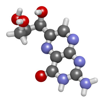 Neopterin biomarker molecule. 3D rendering.