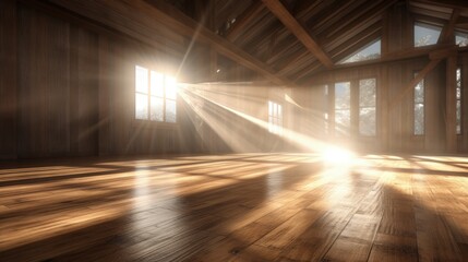 Fototapeta na wymiar Whispers of Light, An Ethereal Encounter in a Wooden Haven