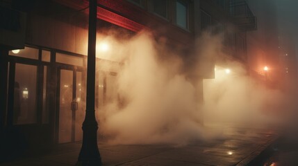 Enigmatic Mist, A Mystical Dance of Steam Before an Architectural Marvel