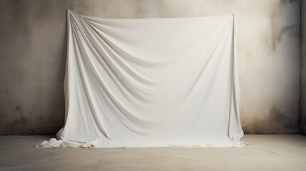 Ethereal Elegance, Graceful Drapery of a White Cloth Against a Moody Gray Background