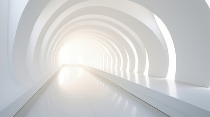 Illumination Path, An Ethereal Journey Through a White Tunnel of Light
