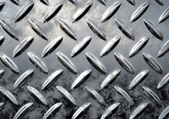 Silver diamond plate background with hyper-realistic, sharp focus