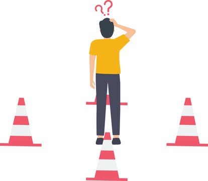 Confused people with confusion problem or doubt, lost in trouble or complexity, complicated questions or misunderstanding concept
