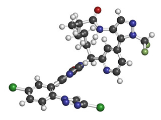 Milvexian anticoagulant drug molecule. 3D rendering.