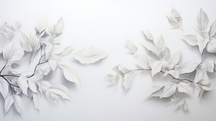 Natures Brushstroke, A Harmonious Fusion of Leaves and White Wall