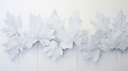 Whispering Ghosts, An Ethereal Masterpiece of Pale Leaves Adorning an Ivory Canvas