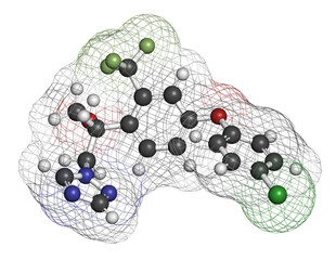 Mefentrifluconazole fungicide molecule. 3D rendering.