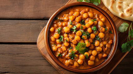 Chana Masala chickpeas curry indian food with cilantro