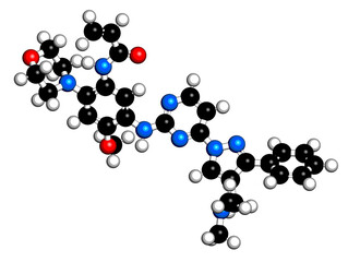Lazertinib cancer drug molecule. 3D rendering.
