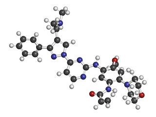 Lazertinib cancer drug molecule. 3D rendering.