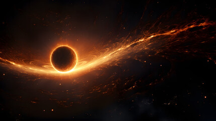 Sunlight being pulled around the event horizon of a black hole