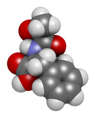 N-lactoyl phenylalanine (Lac-Phe) molecule. 3D rendering.