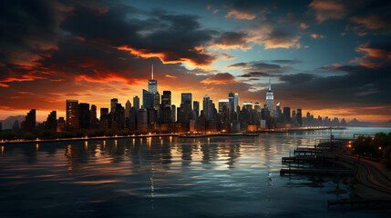 Fototapeta premium sunset over the city