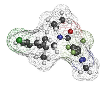 Isoflucypram fungicide molecule. 3D rendering.