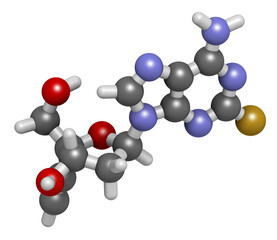 Islatravir HIV drug molecule. 3D rendering.