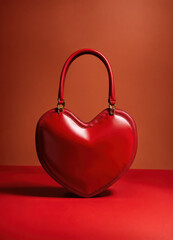 un sac a main en cuir rouge en forme coeur-generative AI