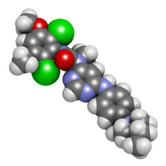 Infigratinib drug molecule. 3D rendering.