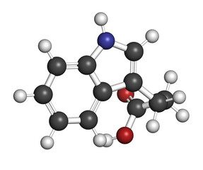 indole-3-propionic acid or IPA molecule. 3D rendering.