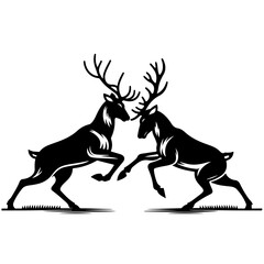 Deer engaging in a gentle sparring match with another deer Vector Logo Art