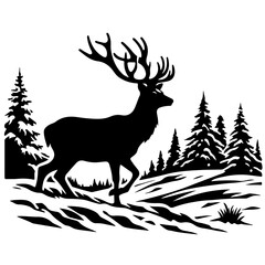 Deer exploring Vector Logo Art