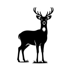 Deer standing alert, ears perked for any sounds Vector Logo Art