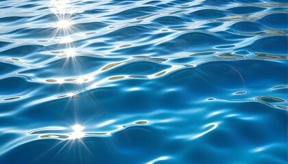 Serene water with a sun reflection. Underwater blue ocean, a swimming pool, or an idyllic panoramic background.	 - obrazy, fototapety, plakaty