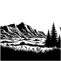 Fossil Bed Landscape Vector Logo Art