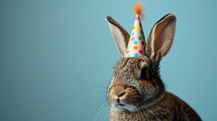 Bunny with birthday hat generative ai