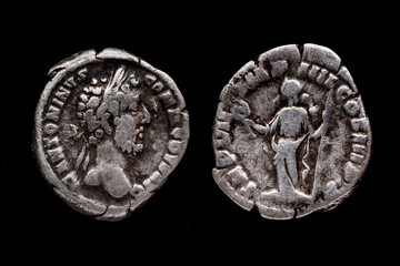 Roman coin, AR Denarius,Antoninus Pius, Rome mint, 138-161 AD., ,Ancient roman coin with portrait...