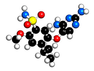 Gefapixant drug molecule. 3D rendering.
