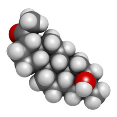 Ganaxolone epilepsy drug molecule. 3D rendering.