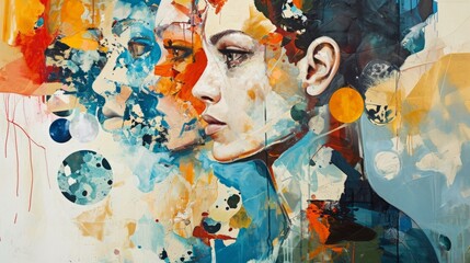 abstract painting with a silhouette of a woman in it generative ai