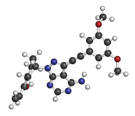 Futibatinib oncology drug molecule. 3D rendering.