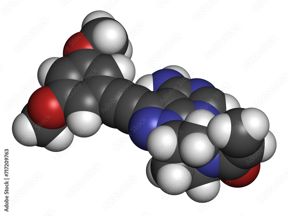 Sticker Futibatinib oncology drug molecule. 3D rendering.