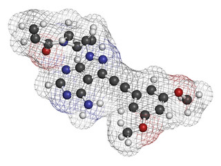 Futibatinib oncology drug molecule. 3D rendering.