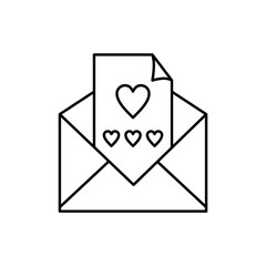 
envelope with heart line icon. love message and romantic symbol. vector element for valentines day design
