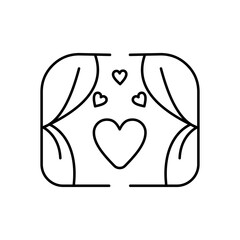 
Linear love curtain logo template illustration icon for mobile, web or print design isolated on white background.