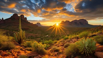 Papier Peint photo Lavable Arizona Desert Palette: Sunset's Vibrant Canvas