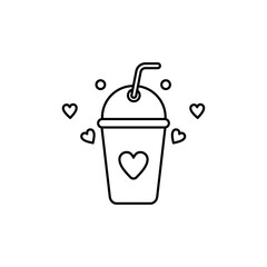 Love drink cup icon. Love and affection icon. Outline style icon. Vector. Love and valentine's day symbol, logo illustration.