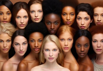 Obraz premium A vibrant tableau unfolds as people from diverse nationalities gather, representing a harmonious blend of cultures, backgrounds, and ethnicities, celebrating the beauty of multiculturalism and unity.