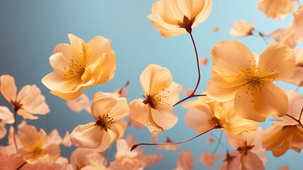 Petals swirl in the air due to wind