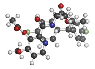 Florylpicoxamid fungicide molecule. 3D rendering.