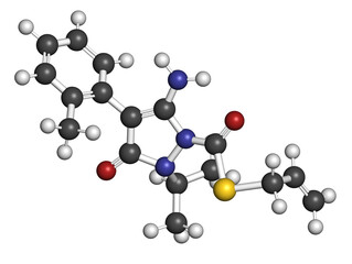 Fenpyrazamine fungicide molecule. 3D rendering.