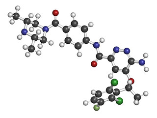 Ensartinib drug molecule. 3D rendering.