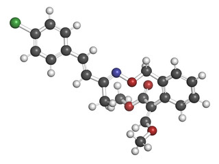 Enoxastrobin fungicide molecule. 3D rendering.