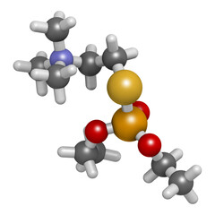 Echothiophate (phospholine) drug molecule. 3D rendering.