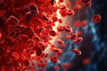 3d render of red blood cells flowing in vein, Hematology concept, Ai Generated